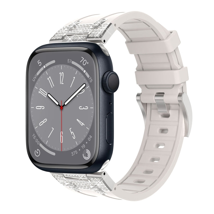 For Apple Watch Series 8 45mm Diamond Starry Sky Silicone Watch Band(Starlight) by bashfashion