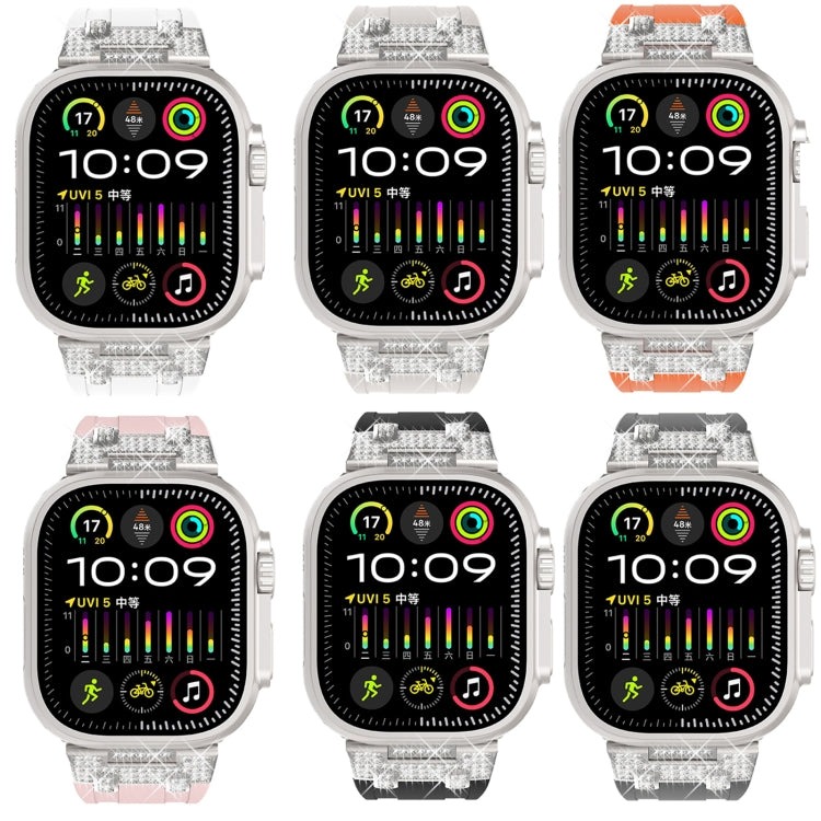 For Apple Watch Series 8 45mm Diamond Starry Sky Silicone Watch Band(Orange) by bashfashion