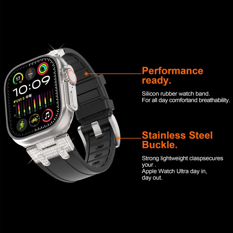 For Apple Watch Ultra 2 49mm Diamond Starry Sky Silicone Watch Band(Black) by bashfashion