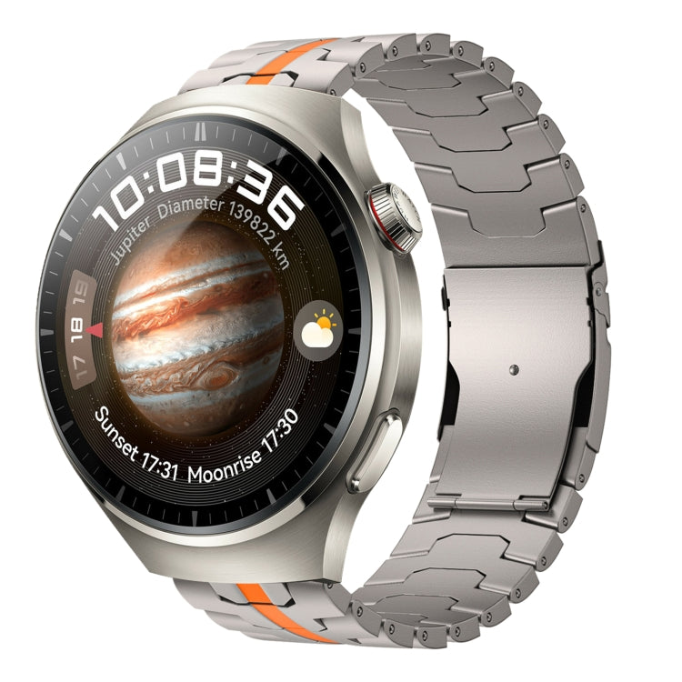 For Huawei Watch 4 / 4 Pro 22mm Double Lock Buckle Turtle Steel Watch Band(Titanium Oange) by bashfashion