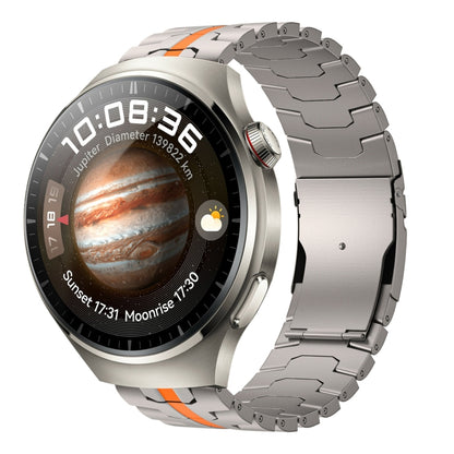 For Huawei Watch 4 / 4 Pro 22mm Double Lock Buckle Turtle Steel Watch Band(Titanium Oange) by bashfashion