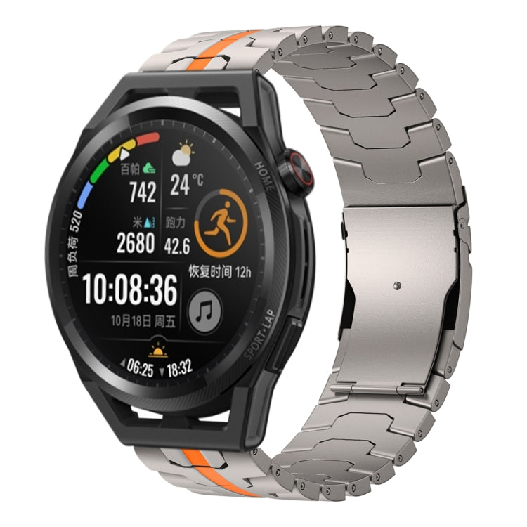 For Huawei Watch GT Runner 22mm Double Lock Buckle Turtle Steel Watch Band(Titanium Oange) by bashfashion