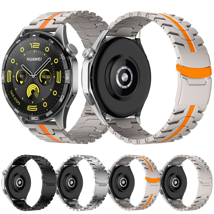 For Huawei Watch GT Runner 22mm Double Lock Buckle Turtle Steel Watch Band(Titanium Oange) by bashfashion