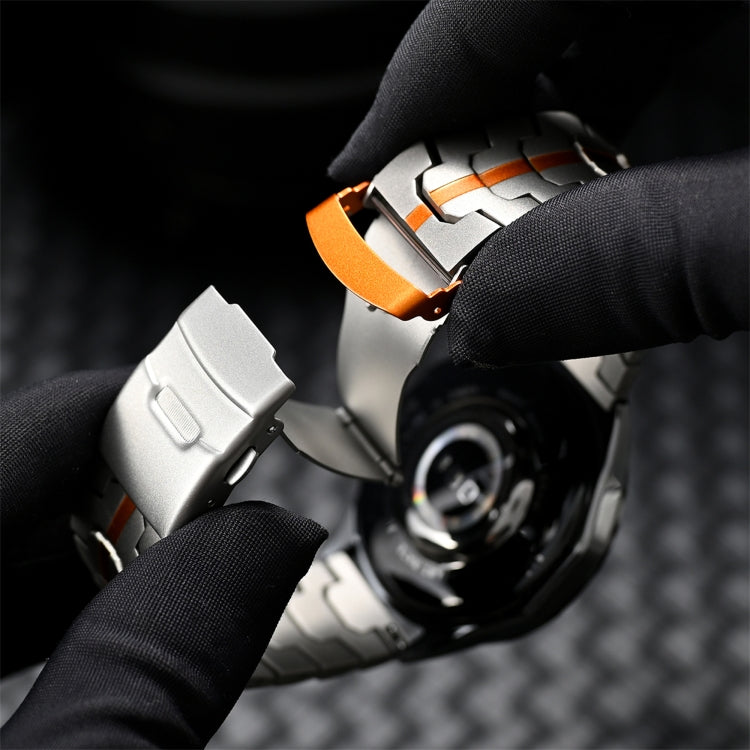 For Huawei Watch GT Runner 22mm Double Lock Buckle Turtle Steel Watch Band(Titanium Oange) by bashfashion