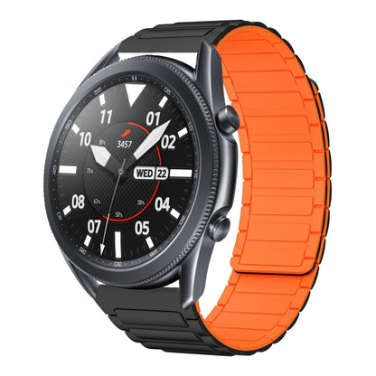 For Samsung Galaxy Watch 3 45mm 22mm I-shaped Magnetic Silicone Watch Band(Black+Orange) by bashfashion