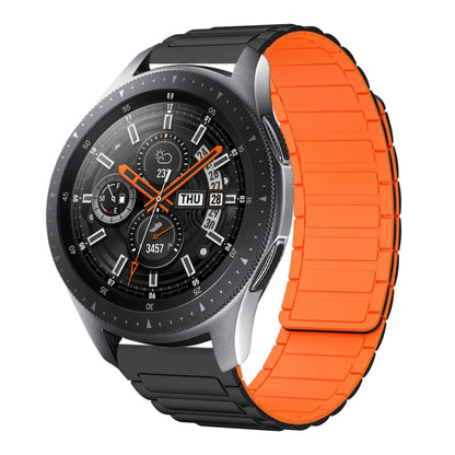 For Samsung Galaxy Watch 46mm 22mm I-shaped Magnetic Silicone Watch Band(Black+Orange) by bashfashion