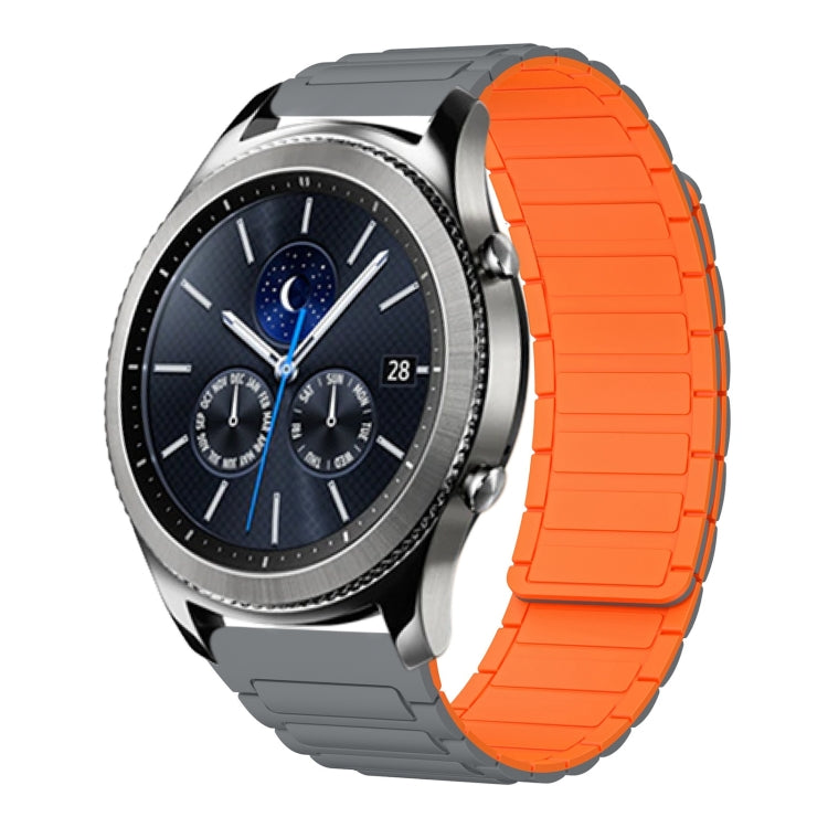 For Samsung Galaxy Gear S3 Classic 22mm I-shaped Magnetic Silicone Watch Band(Gray+Orange) by bashfashion