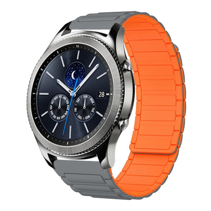 For Samsung Galaxy Gear S3 Classic 22mm I-shaped Magnetic Silicone Watch Band(Gray+Orange) by bashfashion