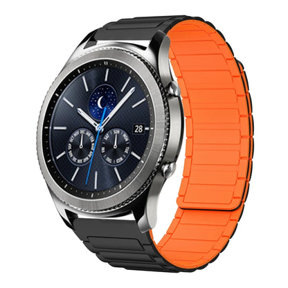 For Samsung Galaxy Gear S3 Classic 22mm I-shaped Magnetic Silicone Watch Band(Black+Orange) by bashfashion