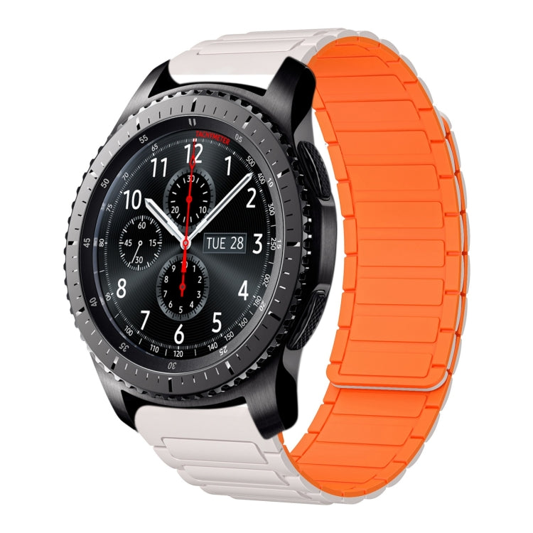 For Samsung Galaxy Gear S3 Frontier 22mm I-shaped Magnetic Silicone Watch Band(Starlight+Orange) by bashfashion