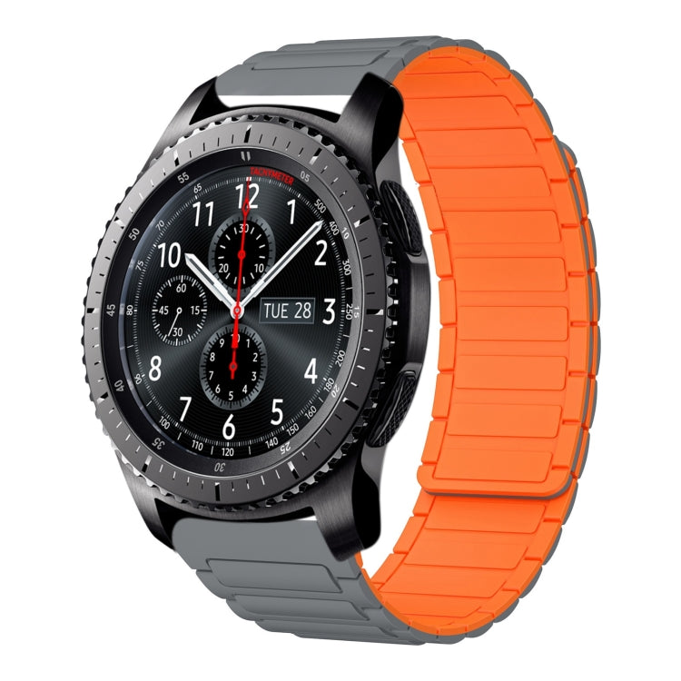 For Samsung Galaxy Gear S3 Frontier 22mm I-shaped Magnetic Silicone Watch Band(Gray+Orange) by bashfashion