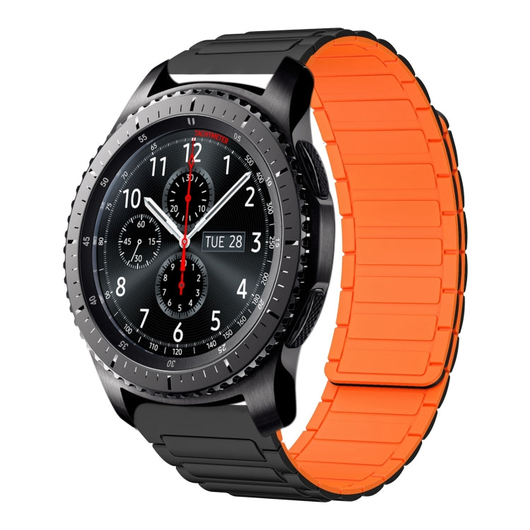 For Samsung Galaxy Gear S3 Frontier 22mm I-shaped Magnetic Silicone Watch Band(Black+Orange) by bashfashion
