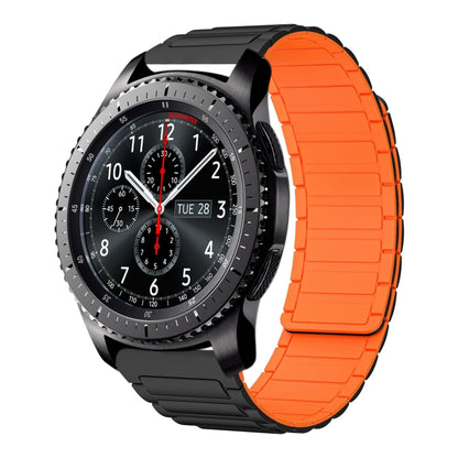 For Samsung Galaxy Gear S3 Frontier 22mm I-shaped Magnetic Silicone Watch Band(Black+Orange) by bashfashion