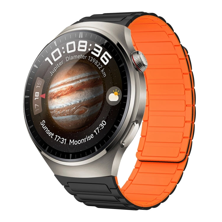 For Huawei Watch 4 22mm I-shaped Magnetic Silicone Watch Band(Black+Orange) by bashfashion