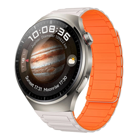 For Huawei Watch 4 Pro 22mm I-shaped Magnetic Silicone Watch Band(Starlight+Orange) by bashfashion