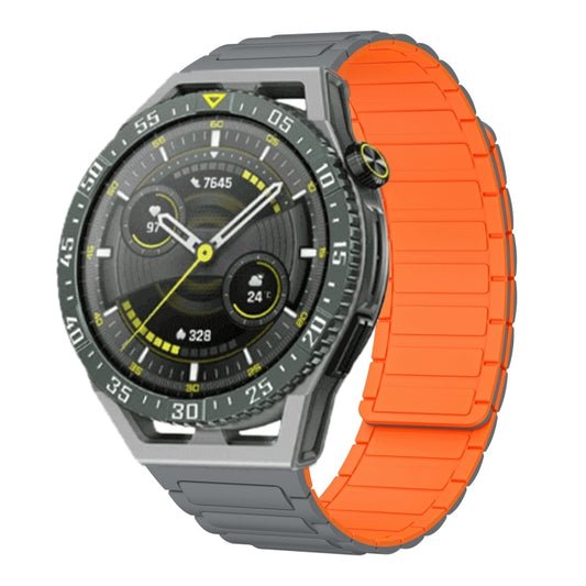 For Huawei Watch GT 3 SE 22mm I-shaped Magnetic Silicone Watch Band(Gray+Orange) by bashfashion