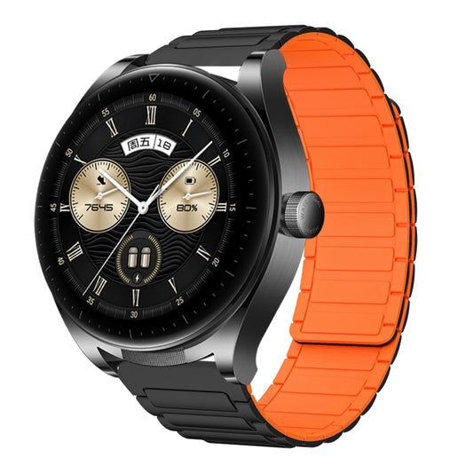 For Huawei Watch Buds 22mm I-shaped Magnetic Silicone Watch Band(Black+Orange) by bashfashion