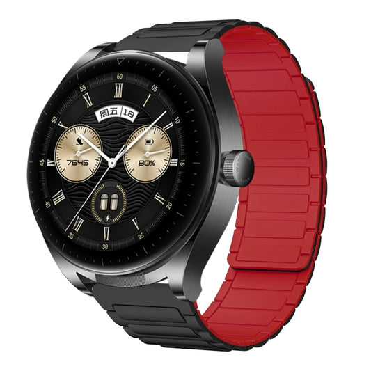 For Huawei Watch Buds 22mm I-shaped Magnetic Silicone Watch Band(Black+Red) by bashfashion