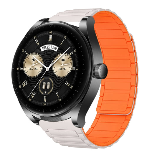 For Huawei Watch Buds 22mm I-shaped Magnetic Silicone Watch Band(Starlight+Orange) by bashfashion