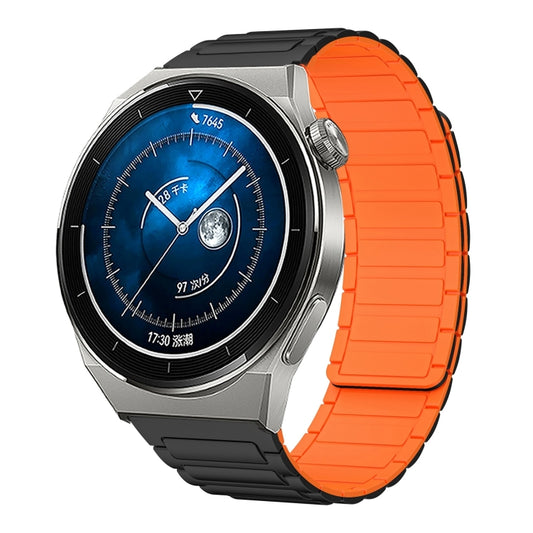 For Huawei Watch GT 3 Pro 46mm 22mm I-shaped Magnetic Silicone Watch Band(Black+Orange) by bashfashion