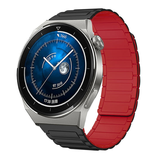 For Huawei Watch GT 3 Pro 46mm 22mm I-shaped Magnetic Silicone Watch Band(Black+Red) by bashfashion