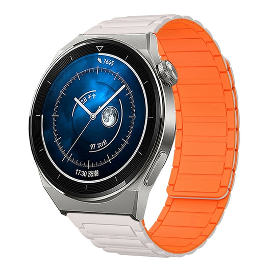 For Huawei Watch GT 3 Pro 46mm 22mm I-shaped Magnetic Silicone Watch Band(Starlight+Orange) by bashfashion