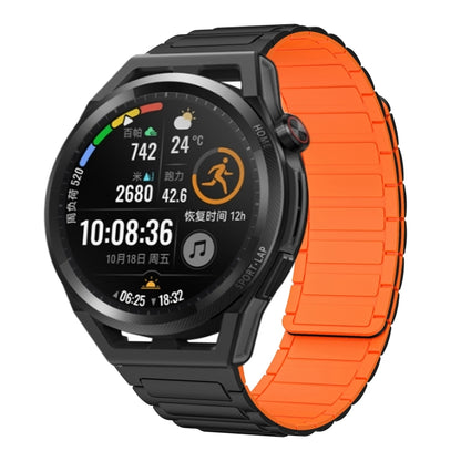 For Huawei Watch GT Runner 22mm I-shaped Magnetic Silicone Watch Band(Black+Orange) by bashfashion