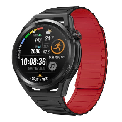 For Huawei Watch GT Runner 22mm I-shaped Magnetic Silicone Watch Band(Black+Red) by bashfashion