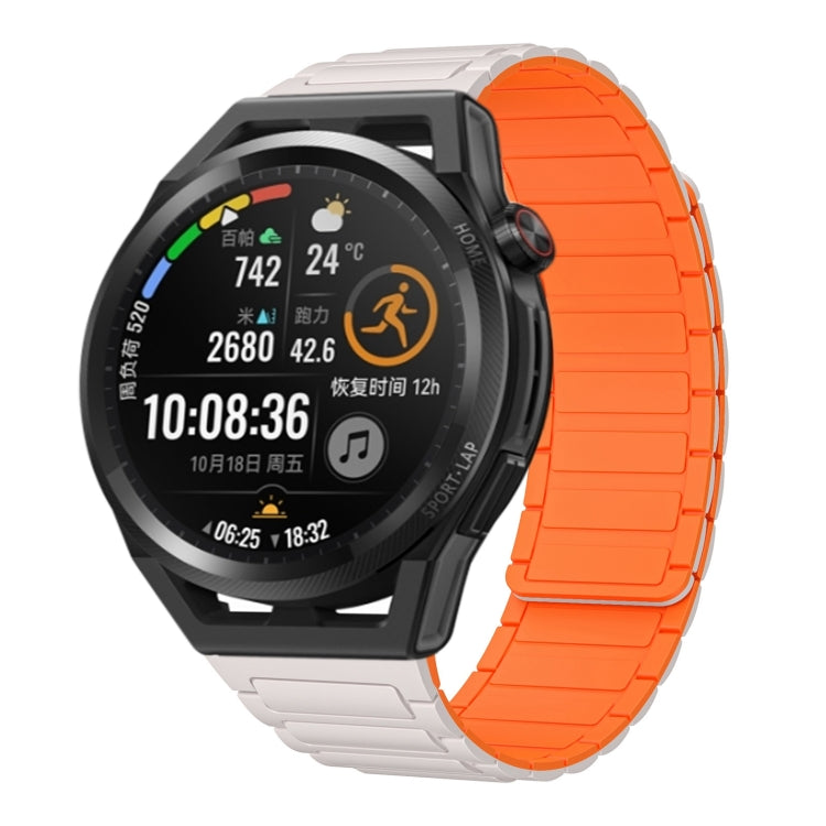 For Huawei Watch GT Runner 22mm I-shaped Magnetic Silicone Watch Band(Starlight+Orange) by bashfashion