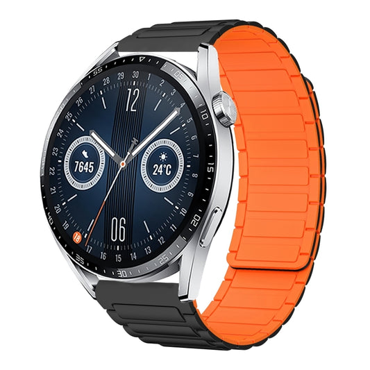For Huawei Watch GT 3 46mm 22mm I-shaped Magnetic Silicone Watch Band(Black+Orange) by bashfashion