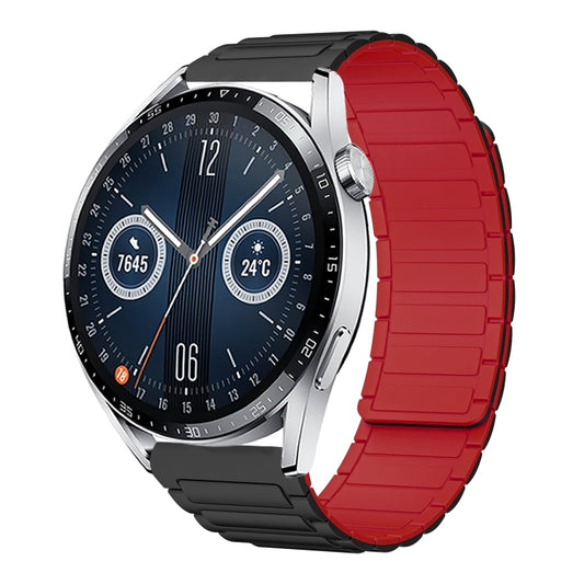 For Huawei Watch GT 3 46mm 22mm I-shaped Magnetic Silicone Watch Band(Black+Red) by bashfashion