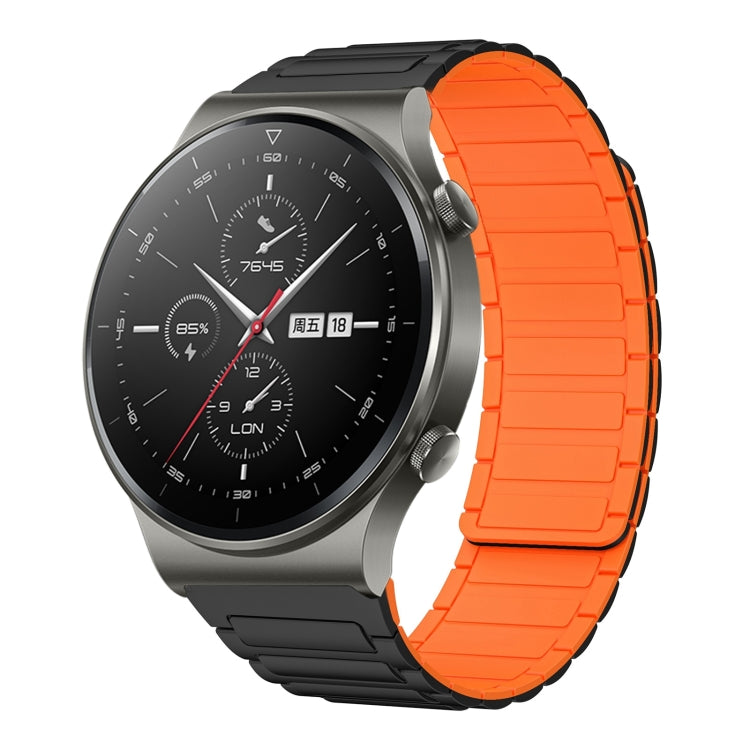 For Huawei Watch GT2 Pro 22mm I-shaped Magnetic Silicone Watch Band(Black+Orange) by bashfashion