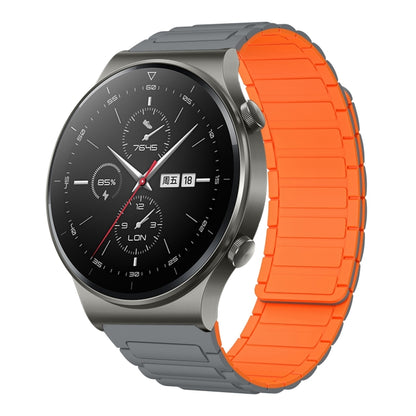 For Huawei Watch GT2 Pro 22mm I-shaped Magnetic Silicone Watch Band(Gray+Orange) by bashfashion