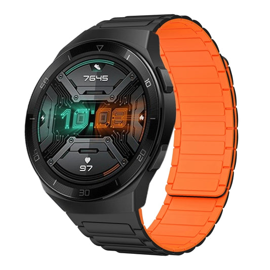For Huawei Watch GT 2e 22mm I-shaped Magnetic Silicone Watch Band(Black+Orange) by bashfashion