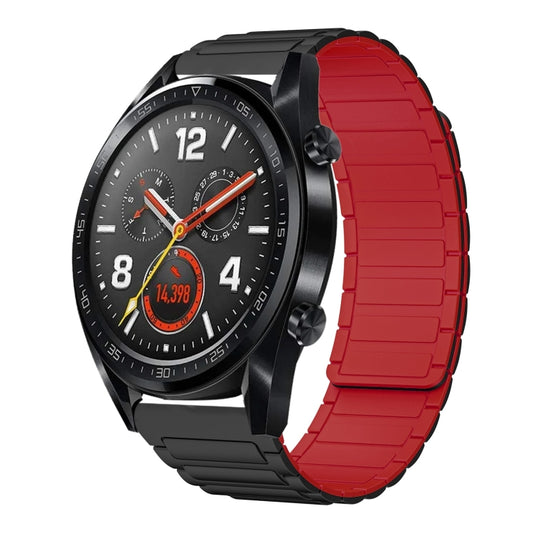 For Huawei Watch GT 22mm I-shaped Magnetic Silicone Watch Band(Black+Red) by bashfashion