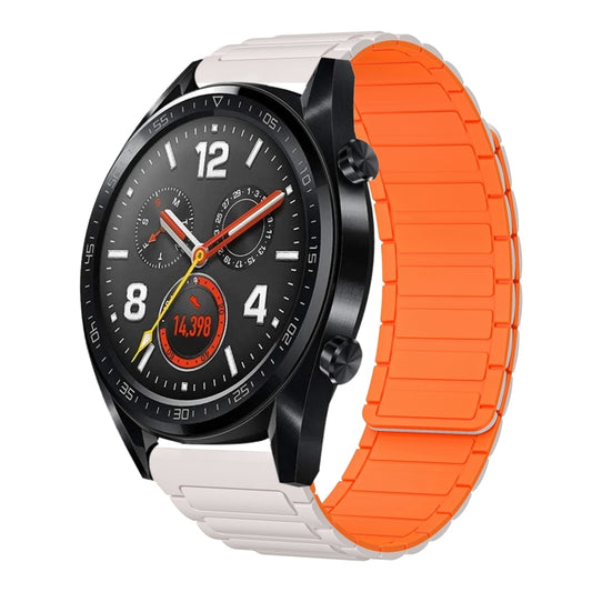 For Huawei Watch GT 22mm I-shaped Magnetic Silicone Watch Band(Starlight+Orange) by bashfashion