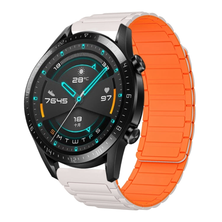For Huawei Watch GT2 46mm 22mm I-shaped Magnetic Silicone Watch Band(Starlight+Orange) by bashfashion