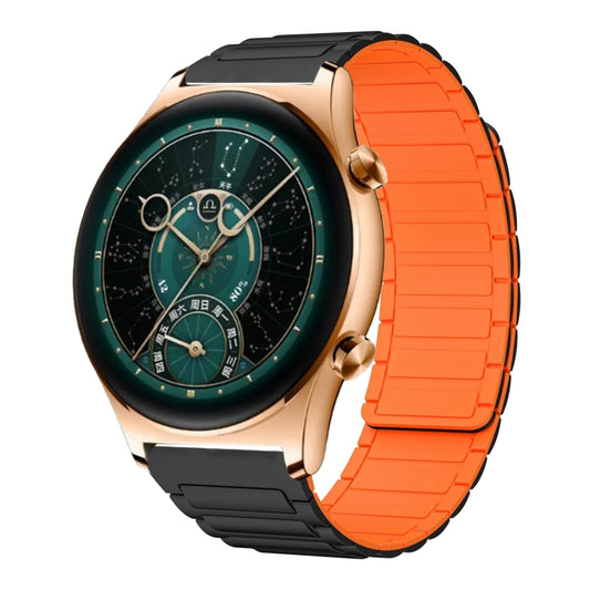 For Honor Watch GS 4 22mm I-shaped Magnetic Silicone Watch Band(Black+Orange) by bashfashion
