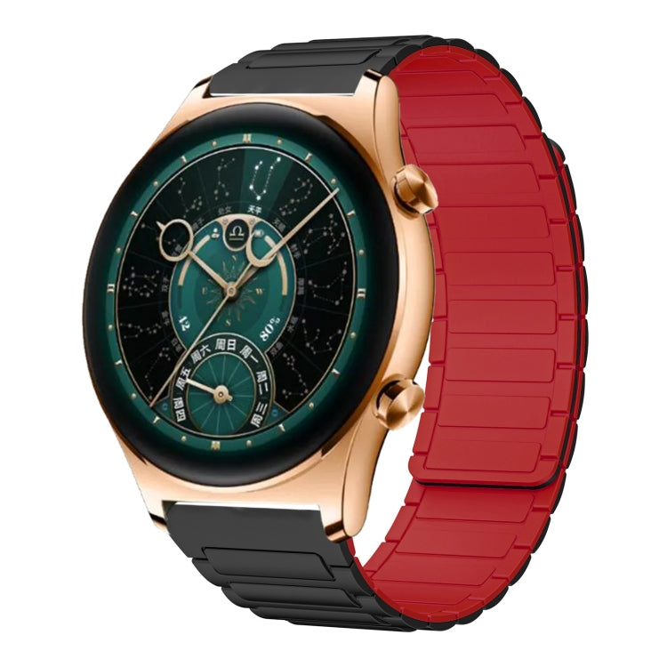 For Honor Watch GS 4 22mm I-shaped Magnetic Silicone Watch Band(Black+Red) by bashfashion