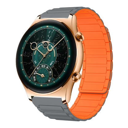 For Honor Watch GS 4 22mm I-shaped Magnetic Silicone Watch Band(Gray+Orange) by bashfashion