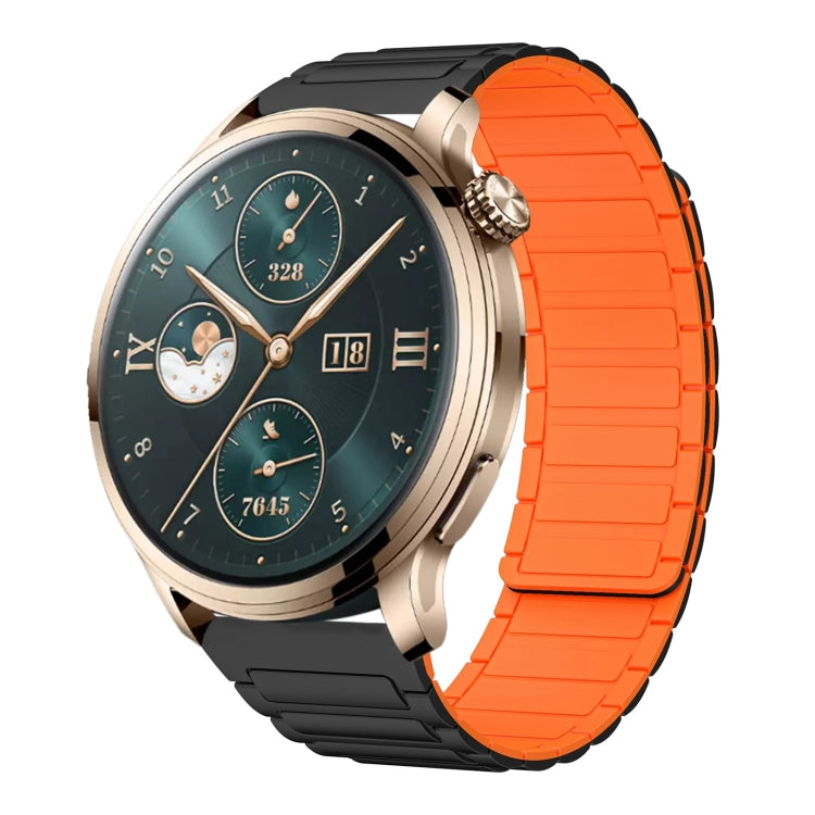 For Honor Watch 4 Pro 22mm I-shaped Magnetic Silicone Watch Band(Black+Orange) by bashfashion