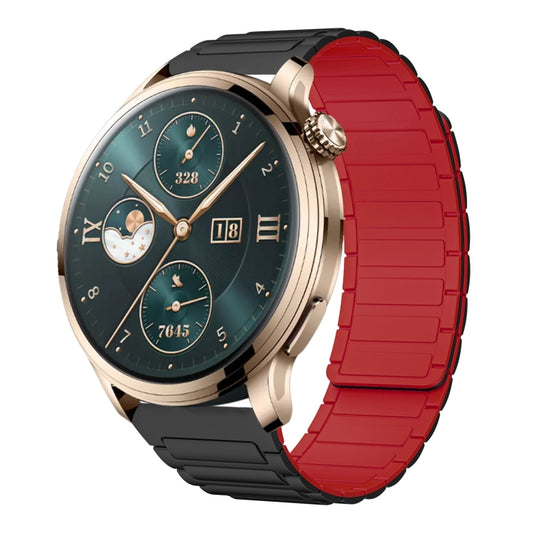 For Honor Watch 4 Pro 22mm I-shaped Magnetic Silicone Watch Band(Black+Red) by bashfashion