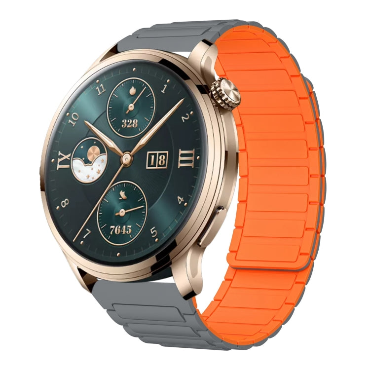 For Honor Watch 4 Pro 22mm I-shaped Magnetic Silicone Watch Band(Gray+Orange) by bashfashion