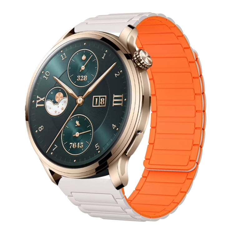For Honor Watch 4 Pro 22mm I-shaped Magnetic Silicone Watch Band(Starlight+Orange) by bashfashion