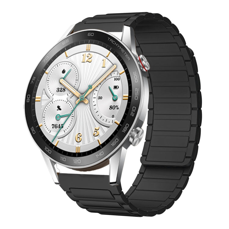For Honor Watch GS 3i 22mm I-shaped Magnetic Silicone Watch Band(Black) by bashfashion