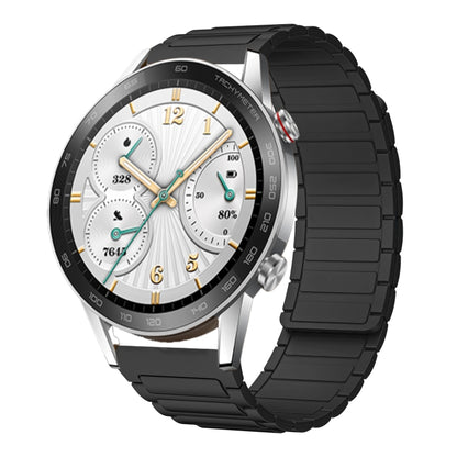 For Honor Watch GS 3i 22mm I-shaped Magnetic Silicone Watch Band(Black) by bashfashion