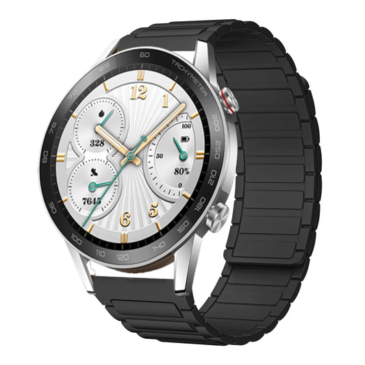 For Honor Watch GS 3i 22mm I-shaped Magnetic Silicone Watch Band(Black) by bashfashion