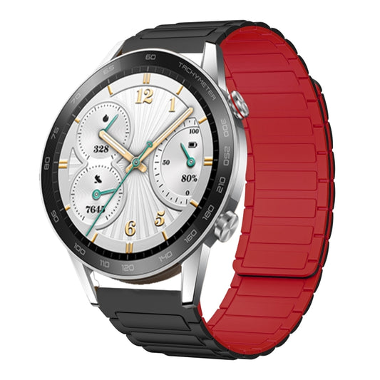 For Honor Watch GS 3i 22mm I-shaped Magnetic Silicone Watch Band(Black+Red) by bashfashion
