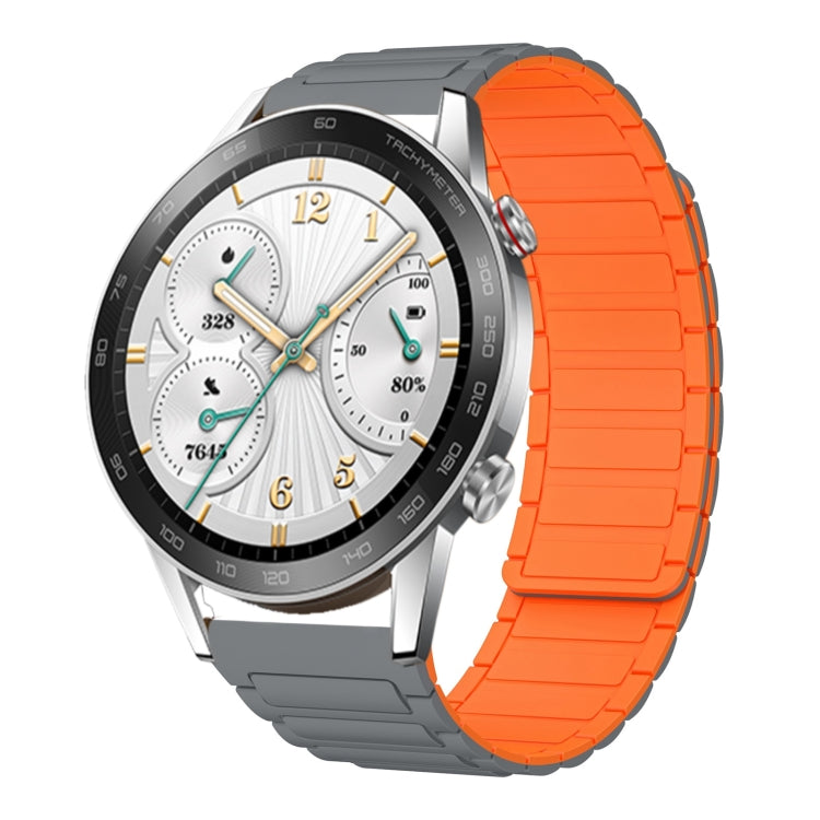 For Honor Watch GS 3i 22mm I-shaped Magnetic Silicone Watch Band(Gray+Orange) by bashfashion