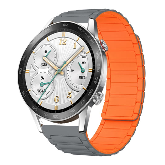 For Honor Watch GS 3i 22mm I-shaped Magnetic Silicone Watch Band(Gray+Orange) by bashfashion